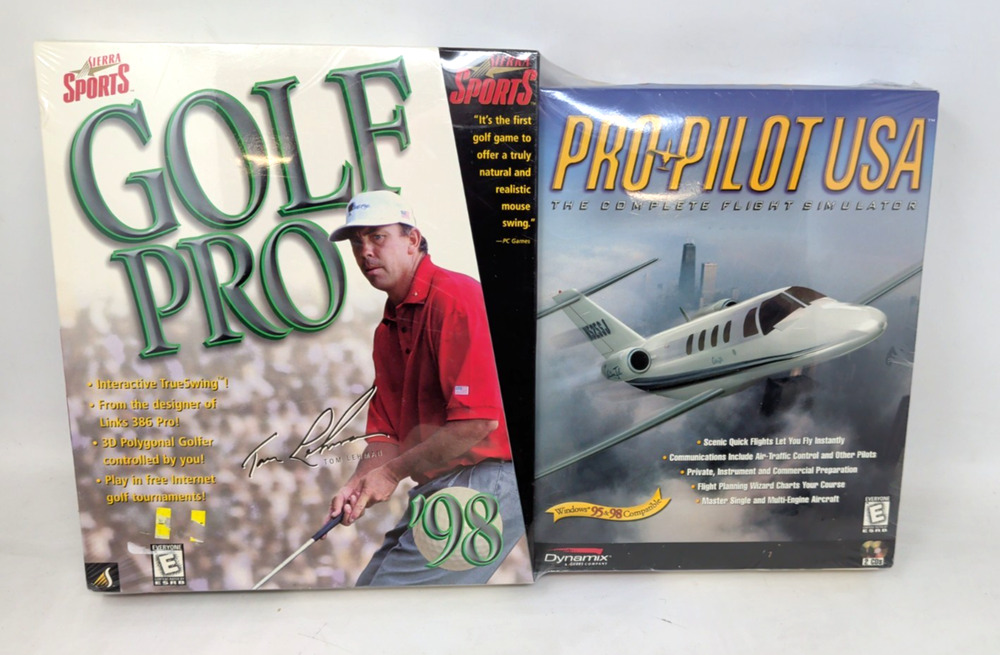 Sierra Sports Golf Pro '98 Pro Pilot USA PC Computer Game Double Pack SEALED